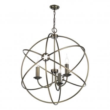 Orb 3 Light Pendant In Antique Brass