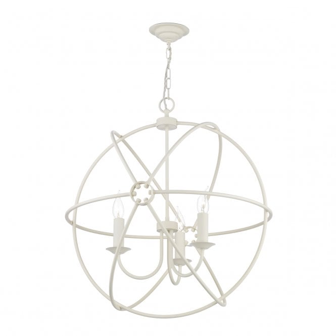 David Hunt Lighting Orb 3 Light Pendant In Cotswold Cream With Ivory Braided Cable