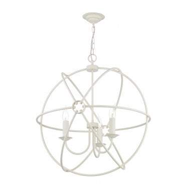 Orb 3 Light Pendant In Cotswold Cream With Ivory Braided Cable