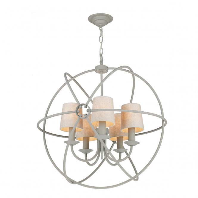 David Hunt Lighting Orb 5 Light Pendant Powder Grey With Silver Braided Cable