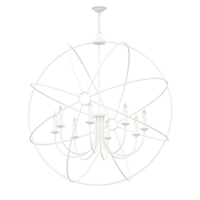 David Hunt Lighting Orb 8 Light Pendant Arctic White With White Braided Cable