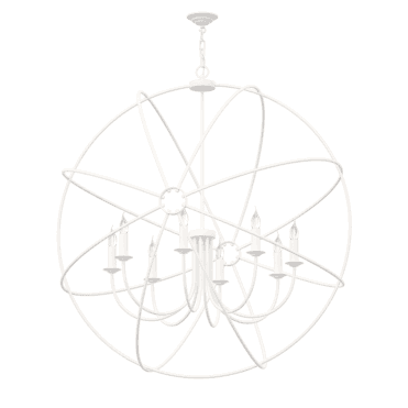 Orb 8 Light Pendant Arctic White With White Braided Cable