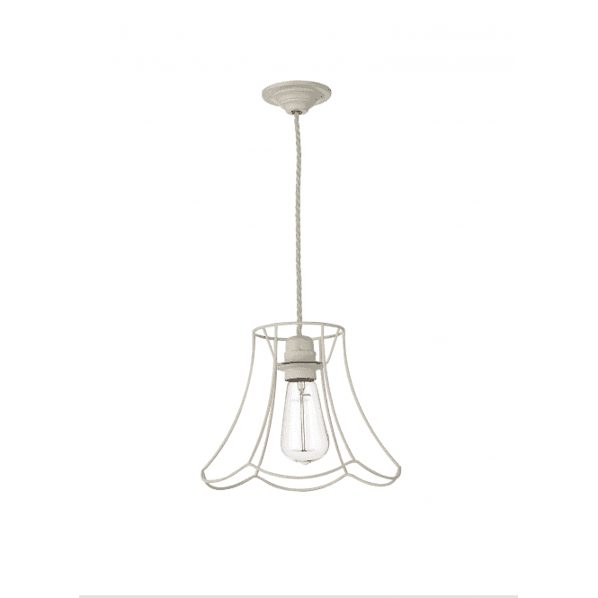 David Hunt Lighting Oregon 1 Light Pendant Large Cotswold Cream With Ivory Braided Cable