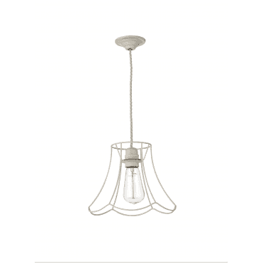 Oregon 1 Light Pendant Large Cotswold Cream With Ivory Braided Cable