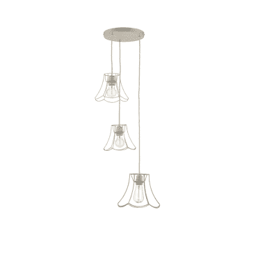 Oregon 3 Light Pendant Cotswold Cream With Ivory Braided Cable