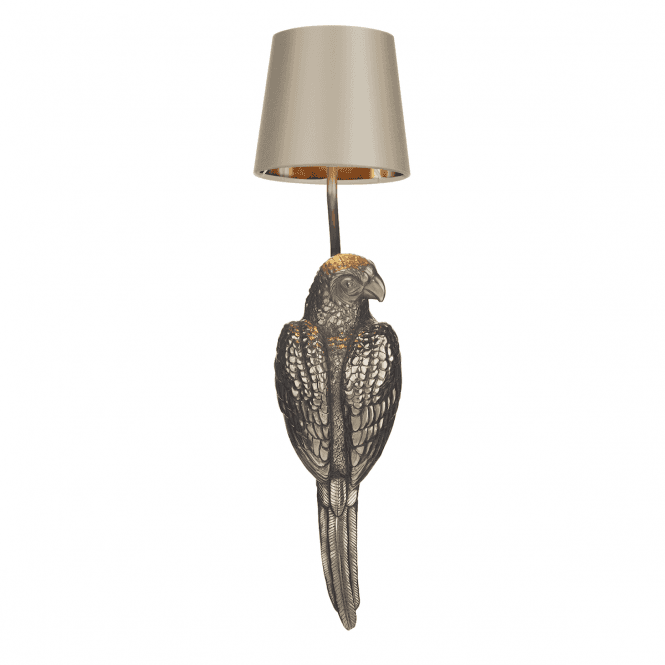David Hunt Lighting Parrot 1 Light Wall Light Left Bronze With Almond Cream/Bronze Satin Shade