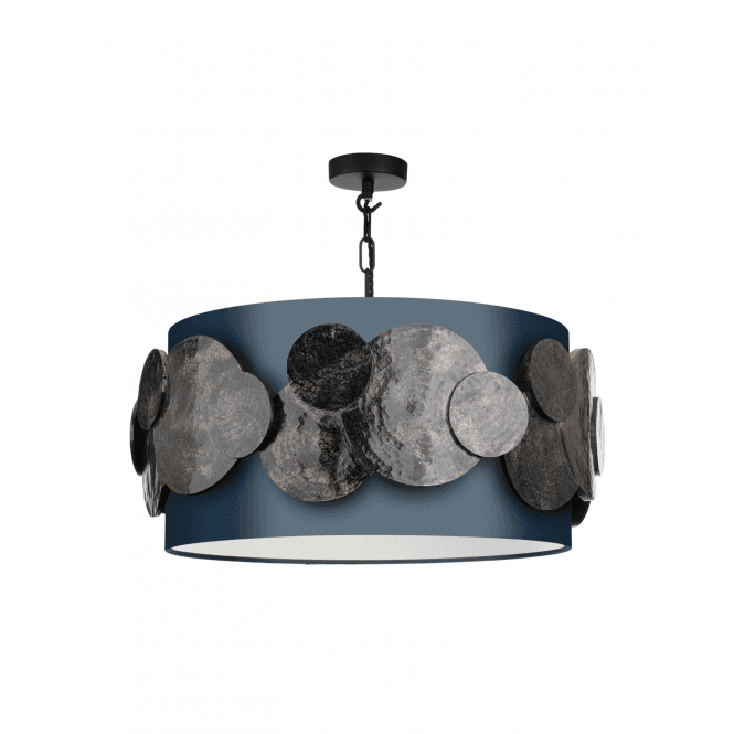 David Hunt Lighting Planet 4 light shaded pendant shown with Poseidon/white shade
