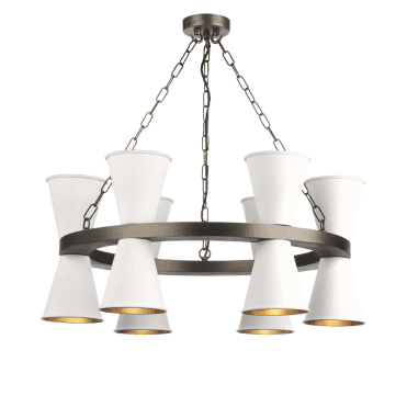 Putney 12 light pendant in Antique Brass/Arctic white