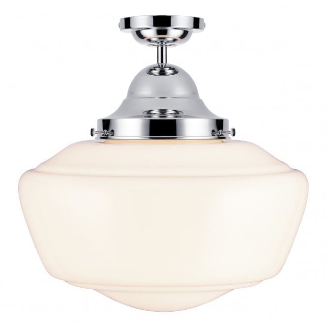 David Hunt Lighting Rydal Semi Flush Pendant Chrome With Clear Glass IP44 Rated
