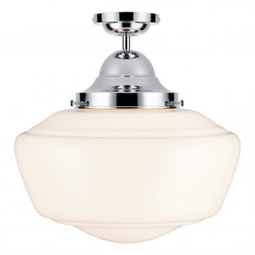 Rydal Semi Flush Pendant Chrome With Clear Glass IP44 Rated