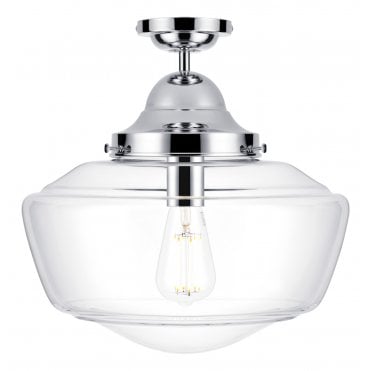 Rydal Semi Flush Pendant Chrome With Opal Glass IP44 Rated