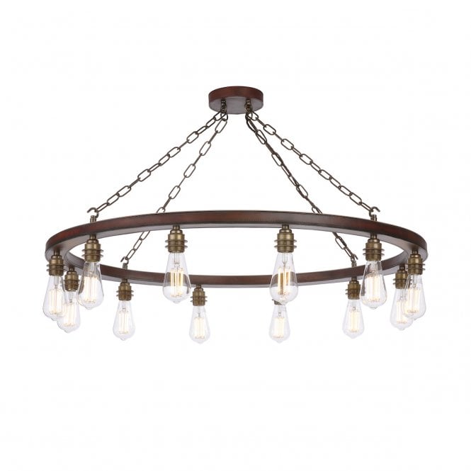 David Hunt Lighting Saddler 12 Light Cartwheel Pendant