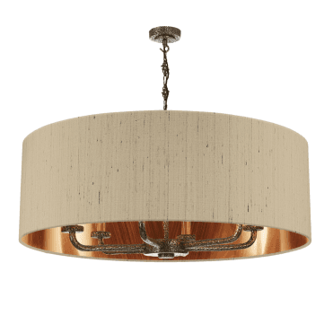 Sloane 6 Light Pendant Bronze With Taupe/Bronze Silk Shade
