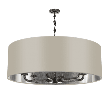 Sloane 6 Light Pendant Pewter With Cloud/Silver Satin Shade