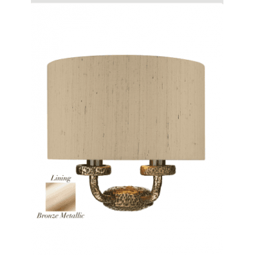 Sloane Double Wall Light Bronze With Taupe/Gold Silk Shade
