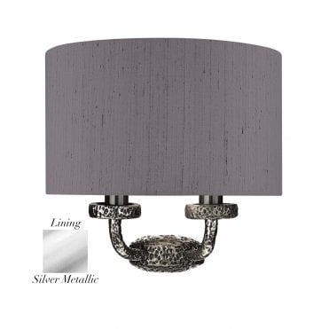 Sloane Double Wall Light Pewter With Charcoal/Silver Silk Shade