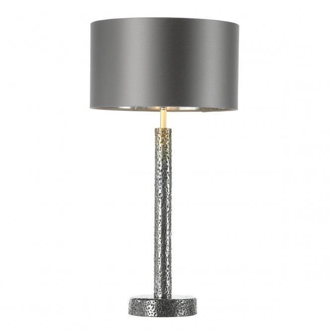 David Hunt Lighting Sloane Large Table Lamp In Pewter With Bespoke Seal Satin Shade with Silver Laminate Inner