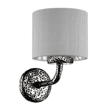 Sloane Single Wall Light Pewter With Silver Grey/Silver Silk Shade
