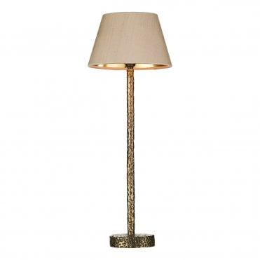 Sloane Table Lamp Bronze & Bespoke 20cm Taupe silk shade/Gold inner