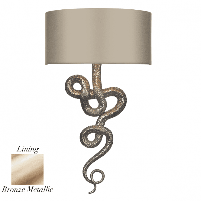 David Hunt Lighting Snake Single Wall Light Bronze With Almond Cream/Bronze Satin Shade