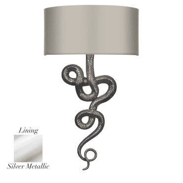 Snake Single Wall Light Pewter With Cloud/Silver Satin Shade