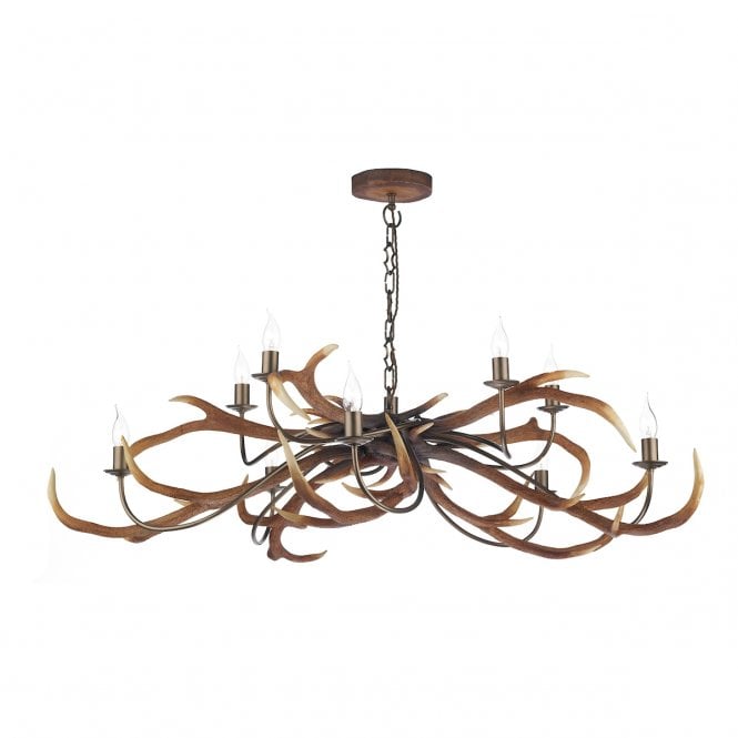 David Hunt Lighting Stag 10 Light Rustic Pendant