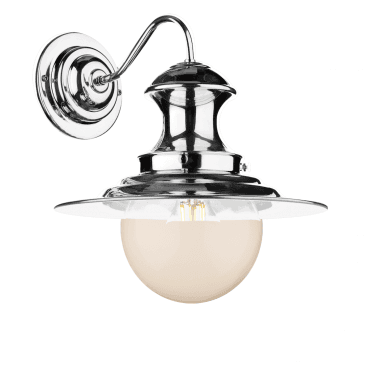 Station Wall Light Polished Chrome/White Gloss With Opal Glass