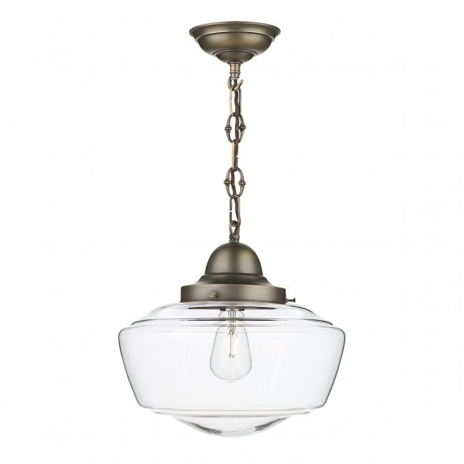 David Hunt Lighting Stowe Single Pendant In Antique Brass With Clear Glass