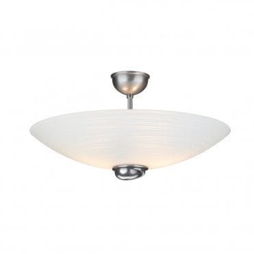 Swirl Semi Flush Pendant White Glass