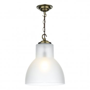 Upton 1 light pendant large Antique Brass Opal glass