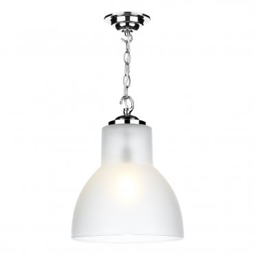 Upton 1 light pendant large Chrome Opal glass