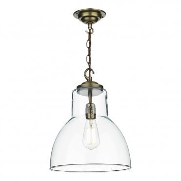 Upton 1 Light Pendant Large In Antique Brass