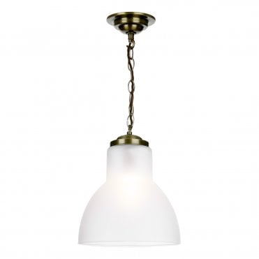 Upton 1 light pendant small Antique Brass Opal glass
