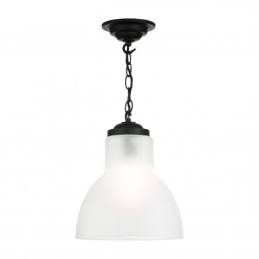 Upton 1 light pendant small Black Opal glass