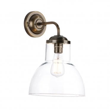 Upton Single wall light Antique Brass / Clear