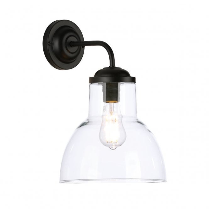 David Hunt Lighting Upton Single wall light Black / Clear