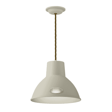 Utility Pendant Pebble/Antique Brass Inner And Brown Braided Cable
