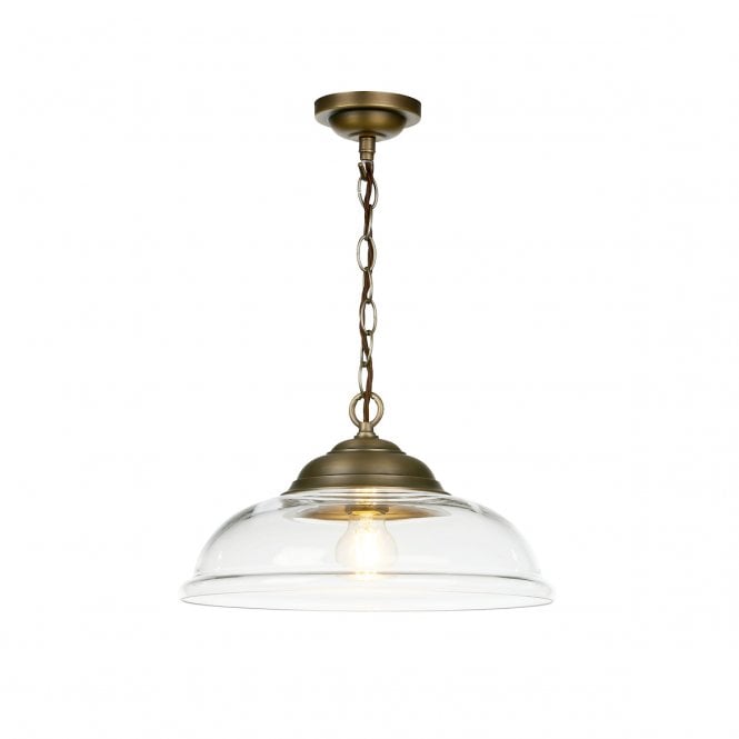 David Hunt Lighting Webster 1 Light Pendant Clear Glass With Antique Brass