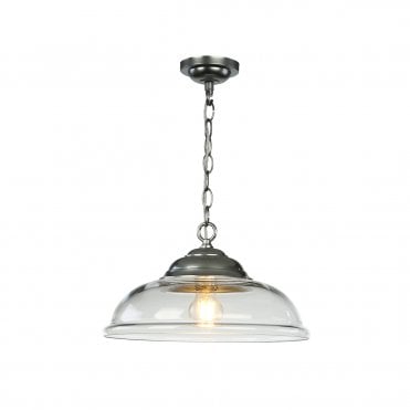Webster 1 Light Pendant Clear Glass With Chrome