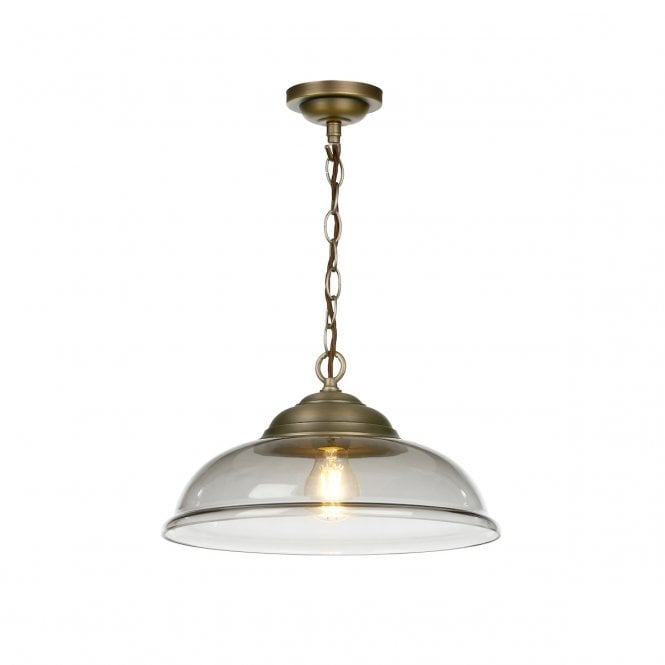 David Hunt Lighting Webster 1 Light Pendant Smoked Glass With Antique Brass