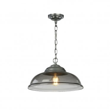 Webster 1 Light Pendant Smoked Glass With Chrome