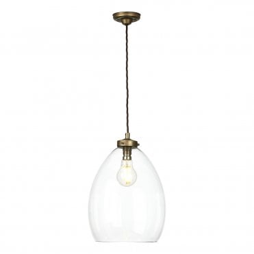 Yeovil Single Small Pendant In Antique Brass