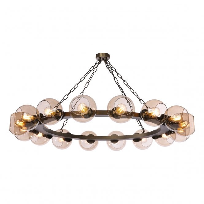David Hunt Lighting Zeus 16 Light Cartwheel Pendant Antique Brass