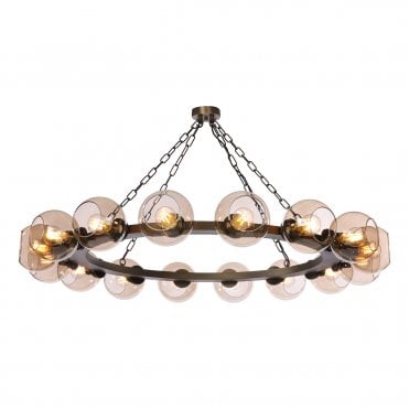 Zeus 16 Light Cartwheel Pendant Antique Brass