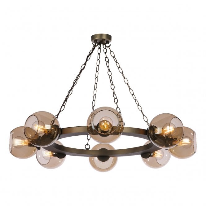 David Hunt Lighting Zeus 8 Light Cartwheel Pendant Antique Brass