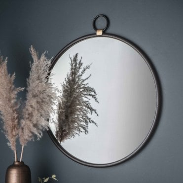 Bayley Black Round Mirror