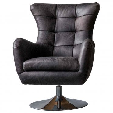 Bingley Swivel Chair Antique Ebony W700 x D810x H950mm