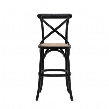 Cafe Stool Black/Rattan (2pk)