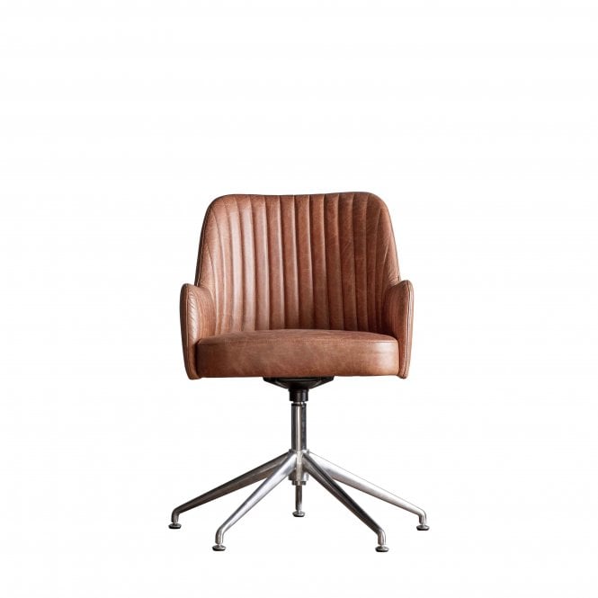 Fabco Collection Clancy Swivel Chair Vintage Brown Leather