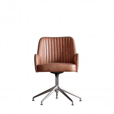 Clancy Swivel Chair Vintage Brown Leather
